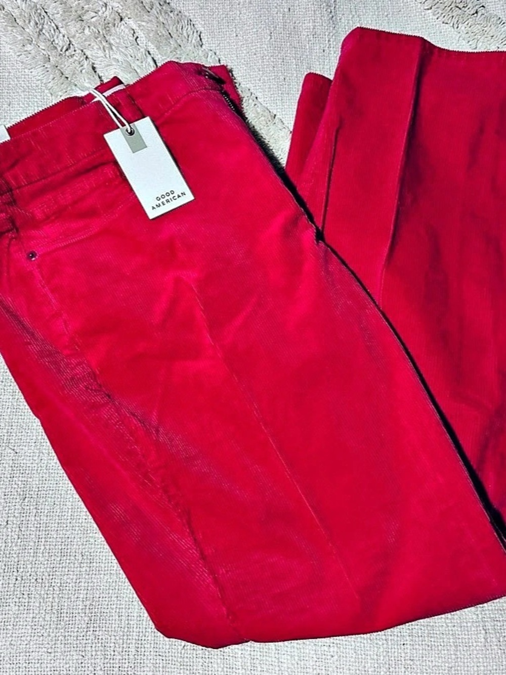 Good American Classic High Waist Straight Leg Corduroy Pants